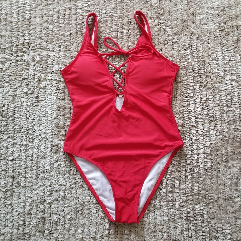 Red One Piece Swimsuit